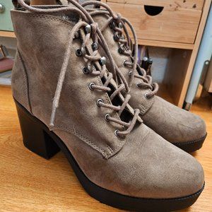 Faux Suede Lace Up Boots